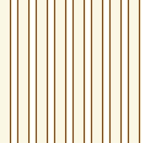 Brown and White Ticking Stripe on Off White