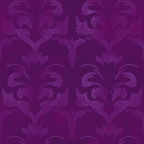 Elegant Purple Tansy Damask: Digitally Hand-Drawn Design for Soft Furnishings