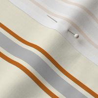 Orange and Gray Ticking Stripe on Off White