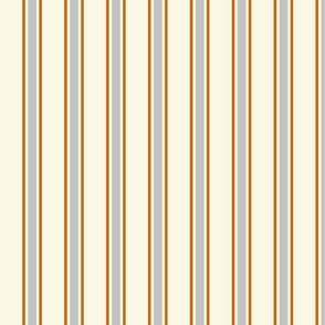 Orange and Gray Ticking Stripe on Off White