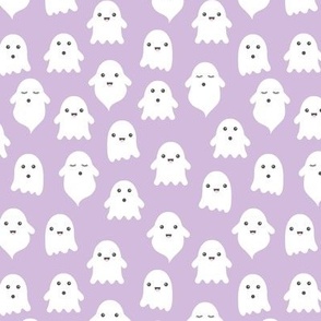 Spooky cute ghosts kawaii fright night minimalist halloween design on lilac purple
