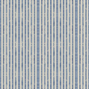 Distressed Blue stripes on beige