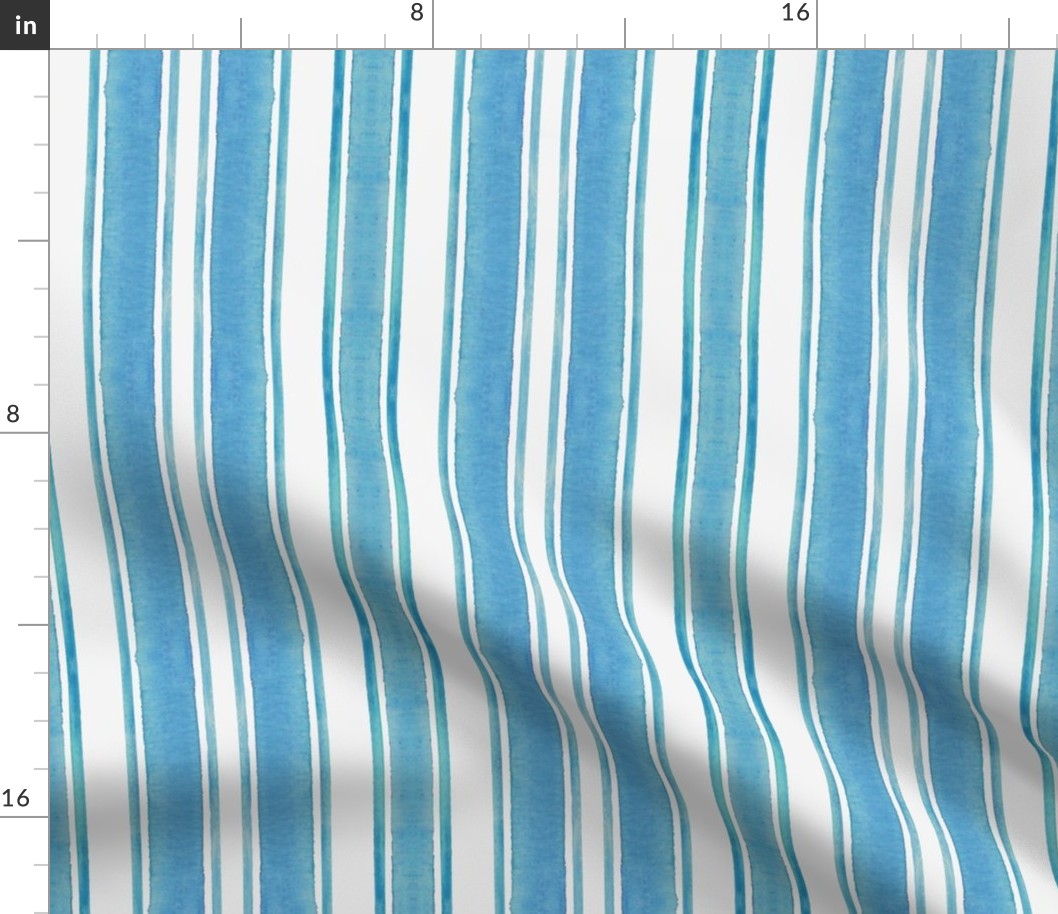 Light Blue Bold Stripes, Blue and White Vertical Stripes