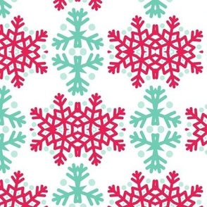 Red and Green Christmas Snowflake Pattern