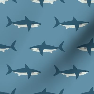 Swimming Sharks on Slate Blue by Brittanylane