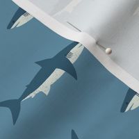 Swimming Sharks on Slate Blue by Brittanylane