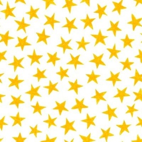 crayon stars - yellow and gold on white