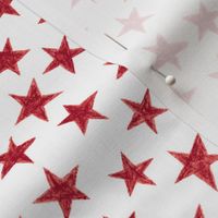 crayon stars - cranberry red on white