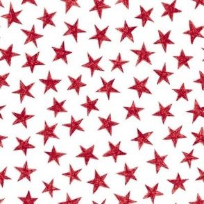 crayon stars - cranberry red on white