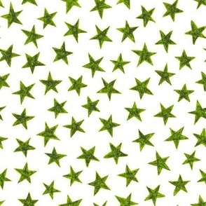 crayon stars - leaf green on white