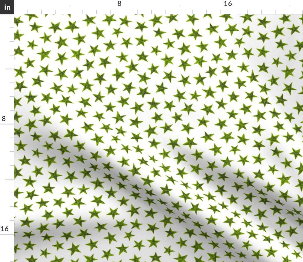 crayon stars - leaf green on white