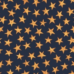 batik stars -  copper/gold on navy