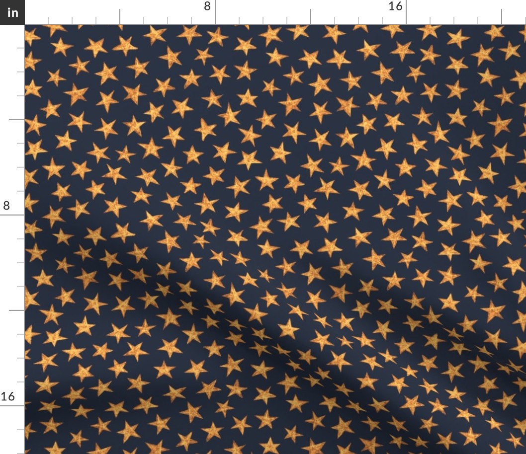 batik stars -  copper/gold on navy