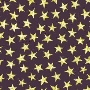 batik stars - white/gold on midsummer mauve