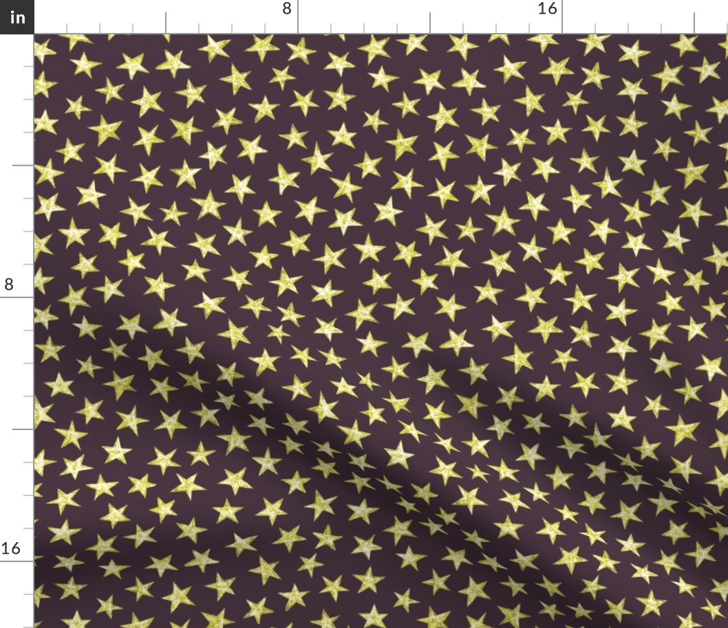 batik stars - white/gold on midsummer mauve