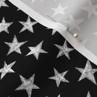 batik stars - white/grey on black