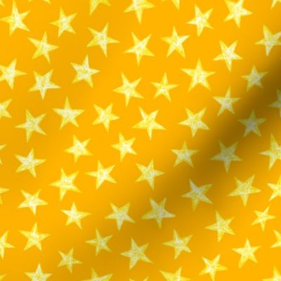 batik stars - white/yellow on gold