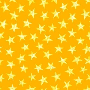 batik stars - white/yellow on gold