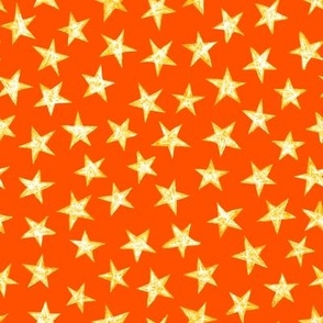 batik stars - white/yellow on solar orange