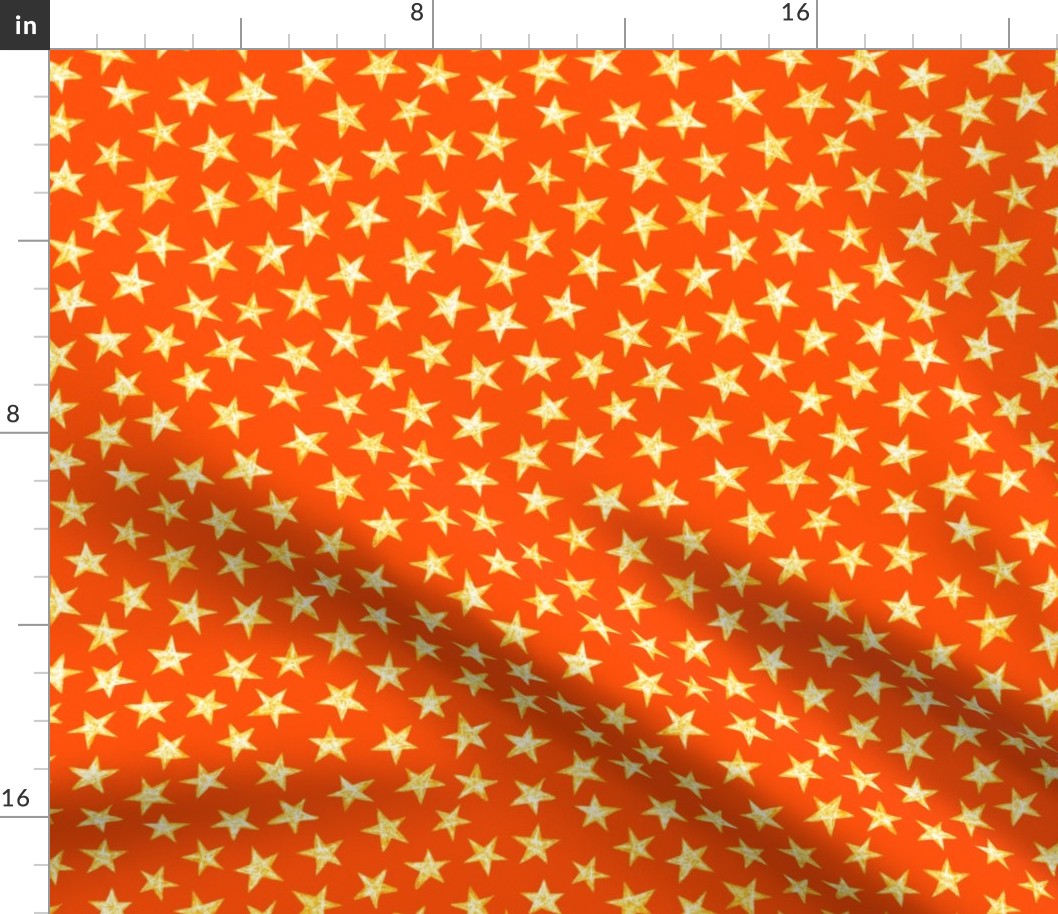 batik stars - white/yellow on solar orange
