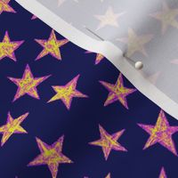 batik stars - pink/gold on navy blue