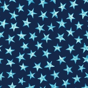 batik stars - white/bright blue on deep blue