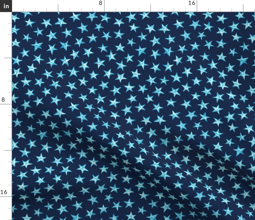 batik stars - white/bright blue on deep blue
