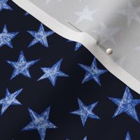 batik stars - white/blue on blue-black navy