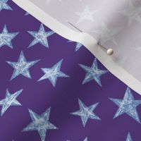 batik stars - white/light blue on purple