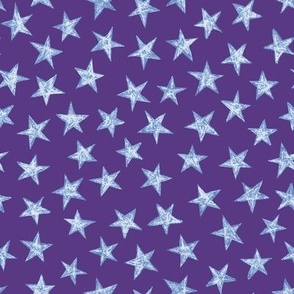 batik stars - white/light blue on purple