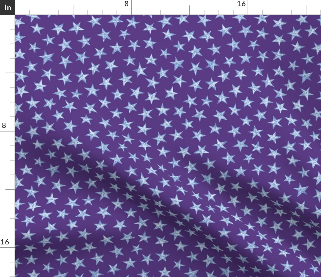 batik stars - white/light blue on purple