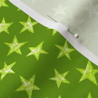 batik stars - white/chartreuse on market lime