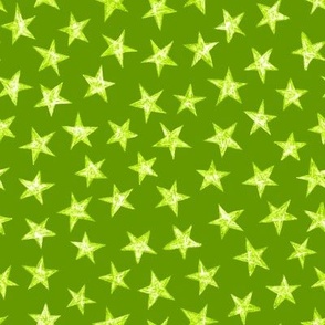 batik stars - white/chartreuse on market lime