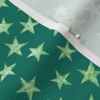 batik stars - green/light blue on teal