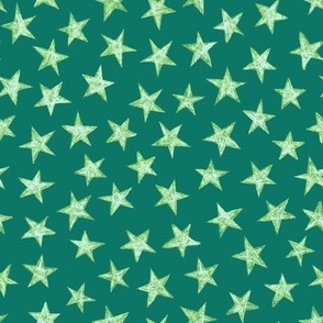 batik stars - green/light blue on teal