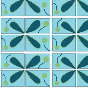 Blue Tile Pattern with Green Accents