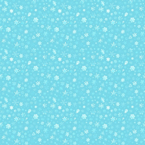 photographic snowflakes on pale cyan (medium snowflakes)