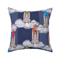 Space shuttle launch vertical stripes. Nasa starship start. Space adventure. Rocket launch.