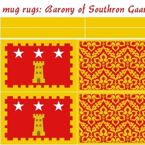 mug rugs: Barony of Southron Gaard (SCA)
