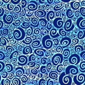 Abstract Snails and sea shells - blue