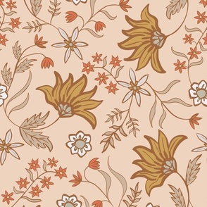 Floral Chintz Peach Mustard