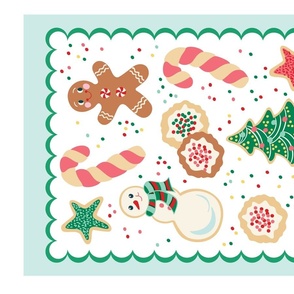 Christmas Confection // Tea Towel // Green Border