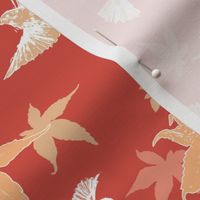 Birds & Maple Leaves - Russet & Peach - Medium Scale