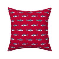 Swimming Sharks on Lipstick Red by Brittanylane