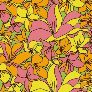 Optimistic Flowers (44") - pink, yellow, orange floral (ST2022OF)