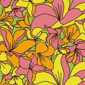 Optimistic Flowers (54") - pink, yellow, orange floral (ST2022OF)