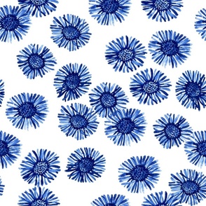 Watercolor Dandelion Flowers in Blue