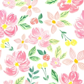 bright spring blooms on white - large 