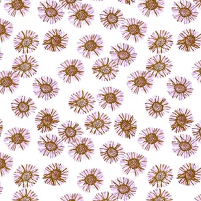 Lilac and Sepia Watercolor Dandelion Flowers