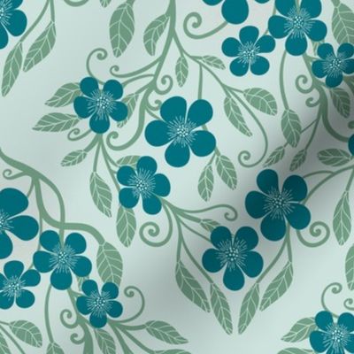 Blooms in blue.damask.seaglass